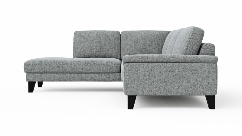 Ecksofa Oviedo - Ecke links mit 2,5-Sitzer inkl. Drehsitz, Stoff, Hellgrau