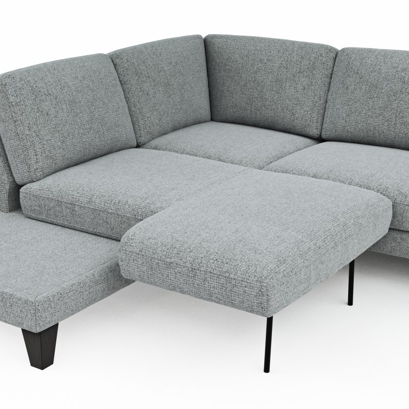 Ecksofa Oviedo - Ecke links mit 2,5-Sitzer inkl. Drehsitz, Stoff, Hellgrau