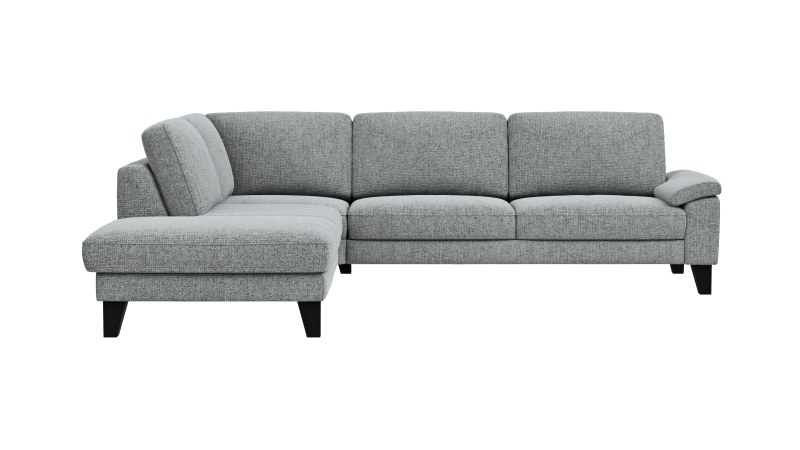 Ecksofa Oviedo - Ecke links mit 2,5-Sitzer inkl. Drehsitz, Stoff, Hellgrau