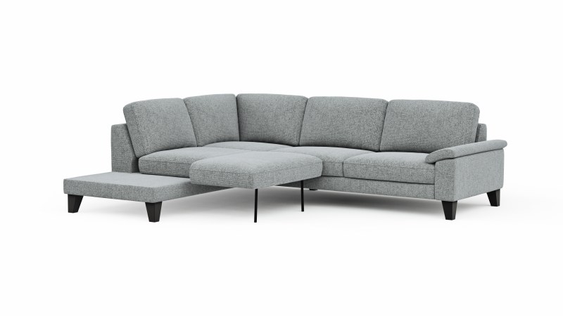 Ecksofa Oviedo - Ecke links mit 2,5-Sitzer inkl. Drehsitz, Stoff, Hellgrau