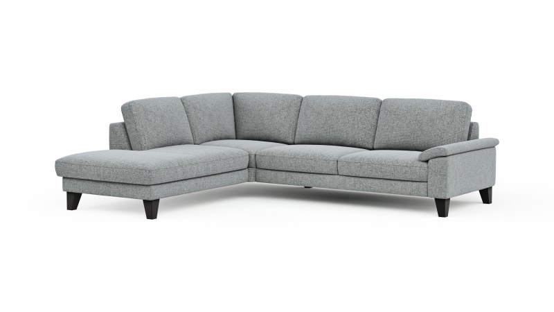Ecksofa Oviedo - Ecke links mit 2,5-Sitzer inkl. Drehsitz, Stoff, Hellgrau