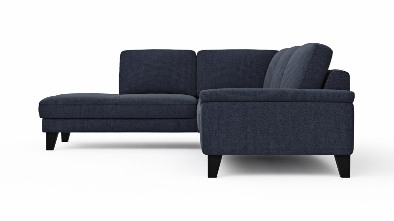 Ecksofa Oviedo - Ecke links mit 2,5-Sitzer inkl. Drehsitz, Stoff, Dunkelblau