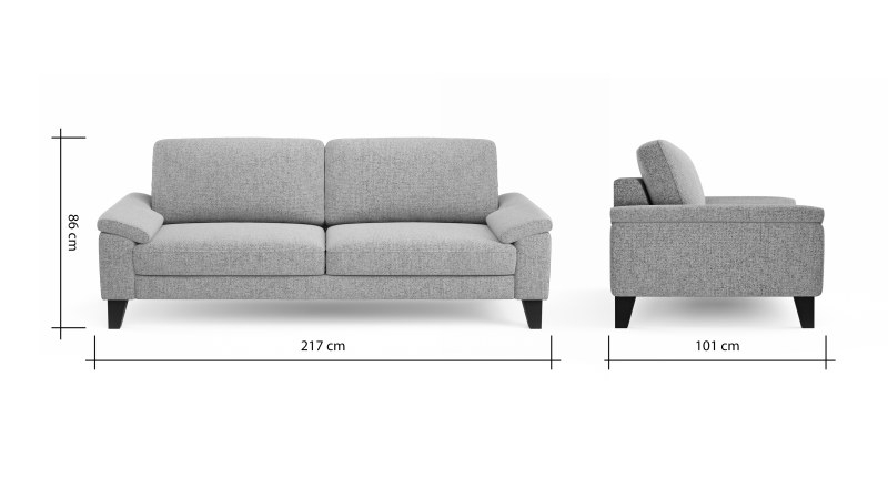 Sofa Oviedo - 3-Sitzer, Stoff, Dunkelblau