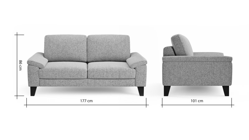 Sofa Oviedo - 2-Sitzer, Stoff, Dunkelblau