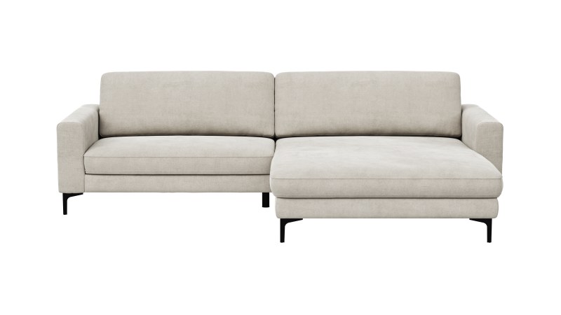 Ecksofa Oviedo - 1,5-Sitzer mit Longchair rechts, Stoff, Natur