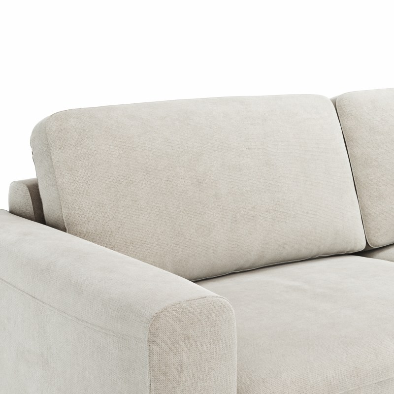 Ecksofa Oviedo - 1,5-Sitzer mit Longchair rechts, Stoff, Natur