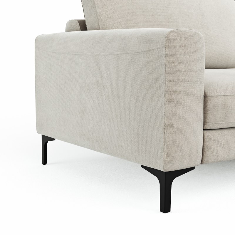 Ecksofa Oviedo - 1,5-Sitzer mit Longchair rechts, Stoff, Natur