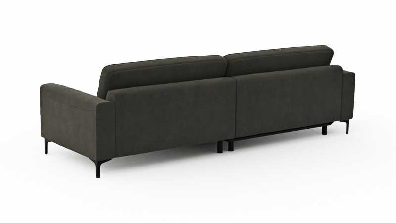 Ecksofa Oviedo - Longchair links mit 1,5-Sitzer inkl. Relaxfunktion (motorisch), Stoff, Braungrün