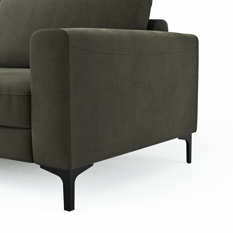 Ecksofa Oviedo - Longchair links mit 1,5-Sitzer inkl. Relaxfunktion (motorisch), Stoff, Braungrün
