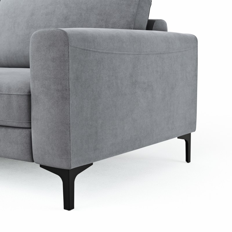 Ecksofa Oviedo - Longchair links mit 1,5-Sitzer inkl. Relaxfunktion (motorisch), Stoff, Grau