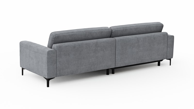 Ecksofa Oviedo - Longchair links mit 1,5-Sitzer inkl. Relaxfunktion (motorisch), Stoff, Grau