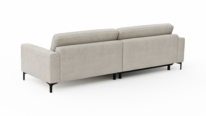 Ecksofa Oviedo - Longchair links mit 1,5-Sitzer inkl. Relaxfunktion (motorisch), Stoff, Natur
