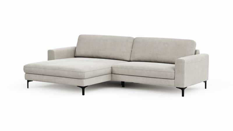 Ecksofa Oviedo - Longchair links mit 1,5-Sitzer inkl. Relaxfunktion (motorisch), Stoff, Natur