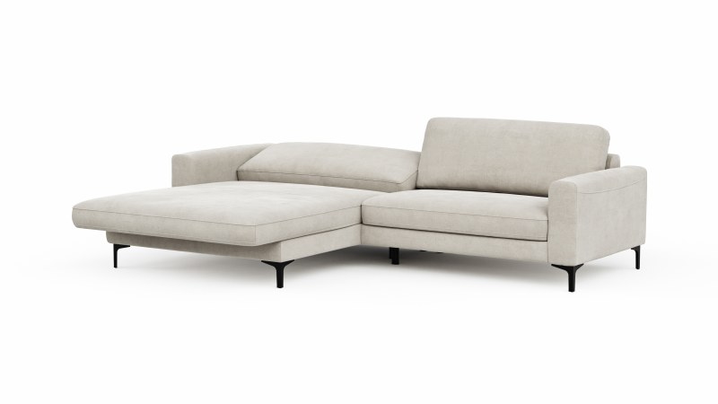Ecksofa Oviedo - Longchair links mit 1,5-Sitzer inkl. Relaxfunktion (motorisch), Stoff, Natur