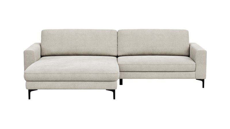 Ecksofa Oviedo - Longchair links mit 1,5-Sitzer inkl. Relaxfunktion (motorisch), Stoff, Natur