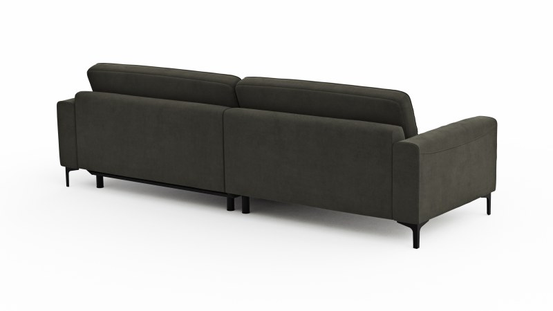 Ecksofa Oviedo - 1,5-Sitzer mit Longchair rechts inkl. Relaxfunktion (motorisch), Stoff, Braungrün