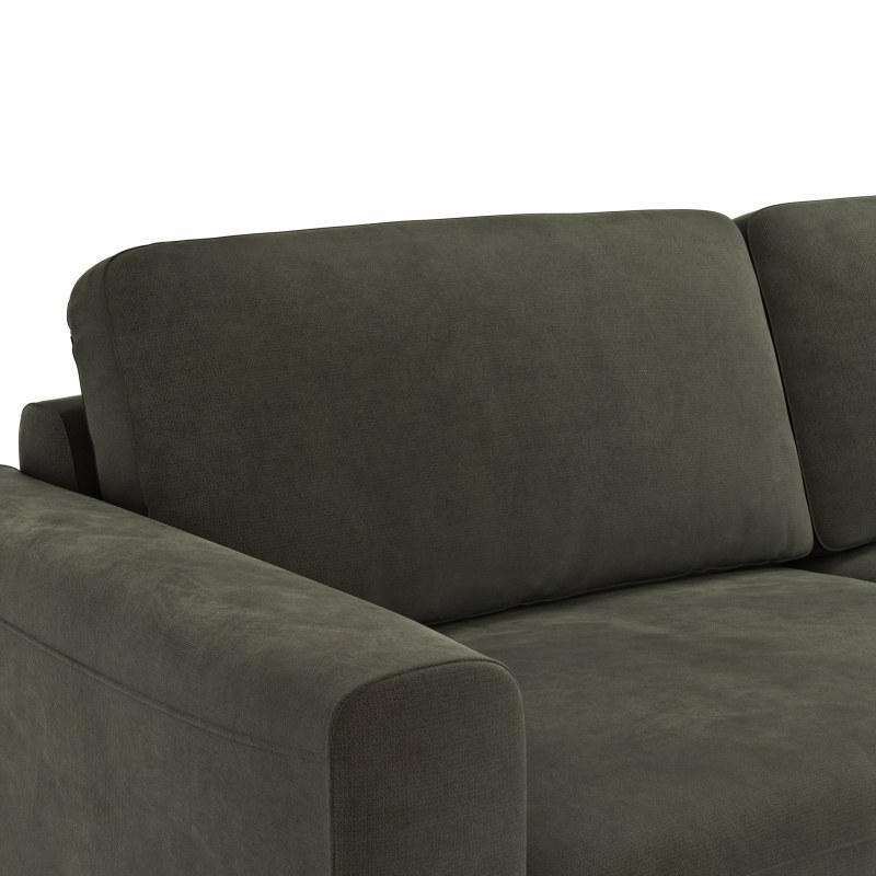 Ecksofa Oviedo - 1,5-Sitzer mit Longchair rechts inkl. Relaxfunktion (motorisch), Stoff, Braungrün