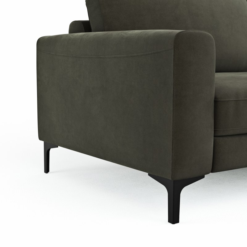 Ecksofa Oviedo - 1,5-Sitzer mit Longchair rechts inkl. Relaxfunktion (motorisch), Stoff, Braungrün