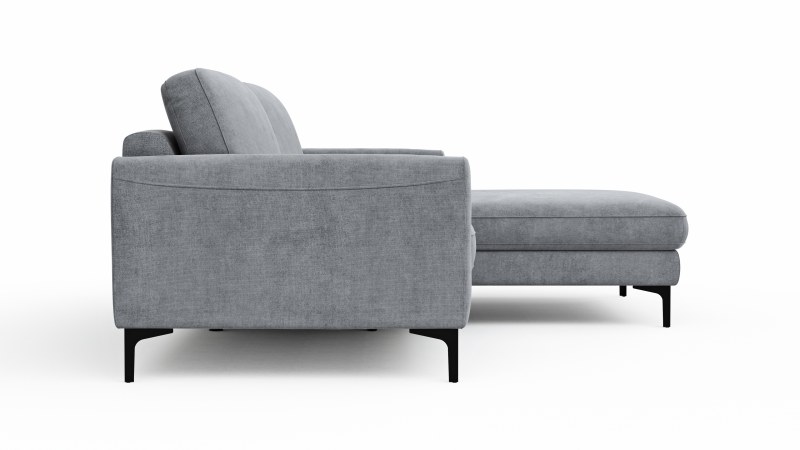 Ecksofa Oviedo - 1,5-Sitzer mit Longchair rechts inkl. Relaxfunktion (motorisch), Stoff, Grau