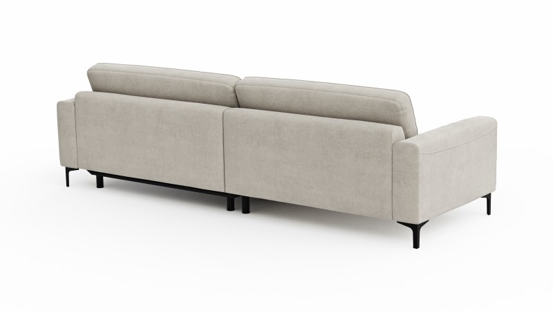 Ecksofa Oviedo - 1,5-Sitzer mit Longchair rechts inkl. Relaxfunktion (motorisch), Stoff, Natur
