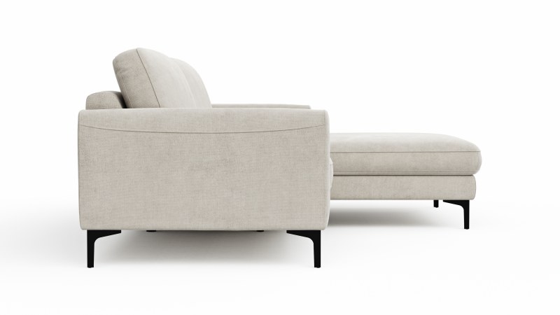 Ecksofa Oviedo - 1,5-Sitzer mit Longchair rechts inkl. Relaxfunktion (motorisch), Stoff, Natur