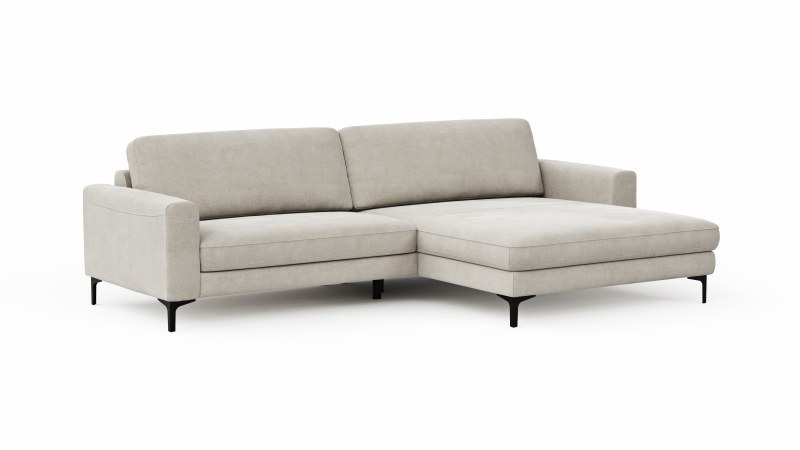 Ecksofa Oviedo - 1,5-Sitzer mit Longchair rechts inkl. Relaxfunktion (motorisch), Stoff, Natur