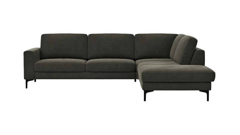 Ecksofa Oviedo - Ecke links mit 2,5-Sitzer, Stoff, Braungrün