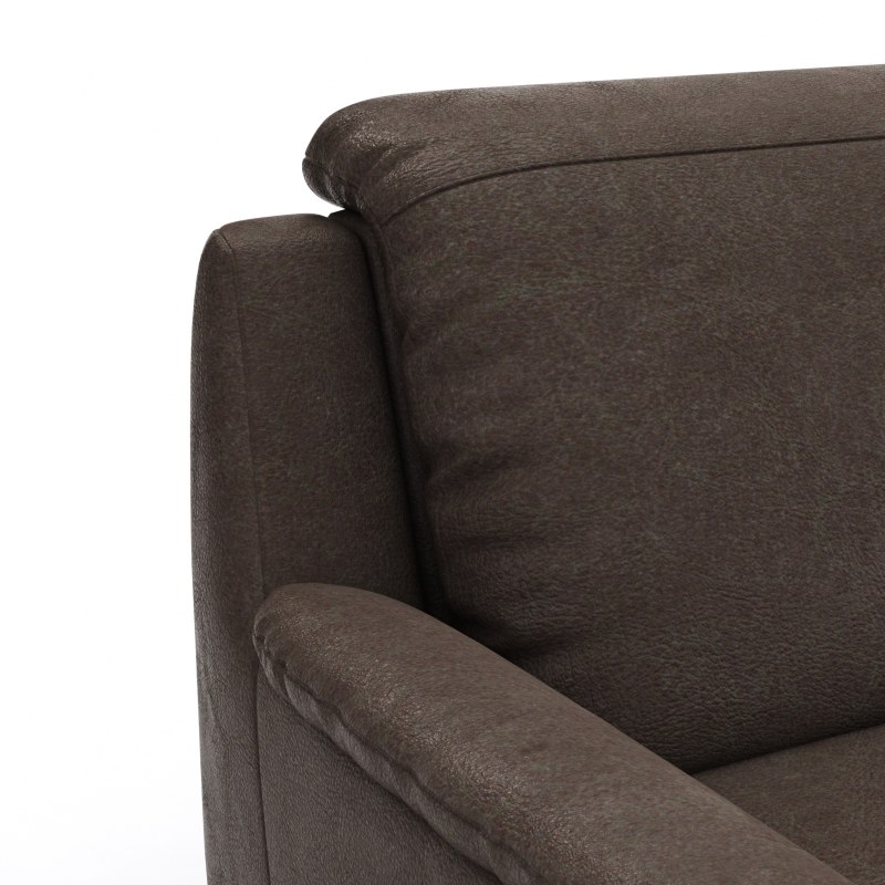 Ecksofa Cornella Classic - 2-Sitzer mit Longchair rechts inkl. Kopfteil verstellbar und Schlaffunktion, Stoff, Mocca