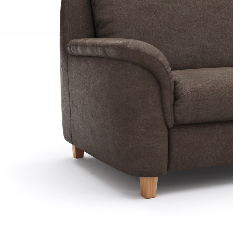 Ecksofa Cornella Classic - 2-Sitzer mit Longchair rechts inkl. Kopfteil verstellbar und Schlaffunktion, Stoff, Mocca