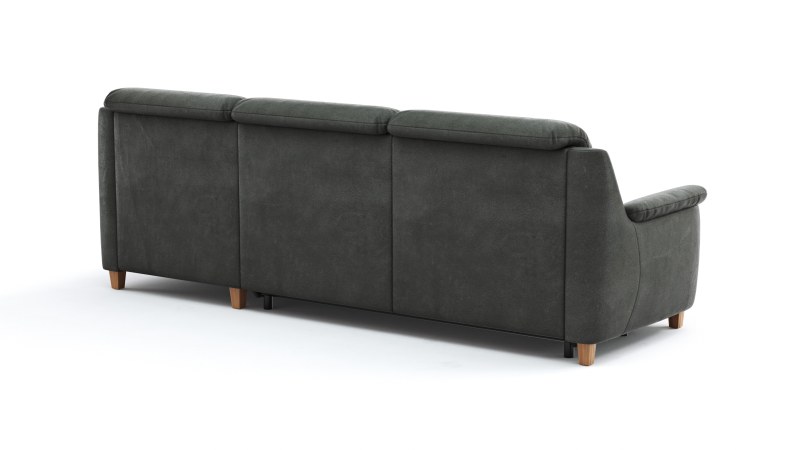 Ecksofa Cornella Classic - 2-Sitzer mit Longchair rechts inkl. Kopfteil verstellbar und Schlaffunktion, Stoff, Anthrazit
