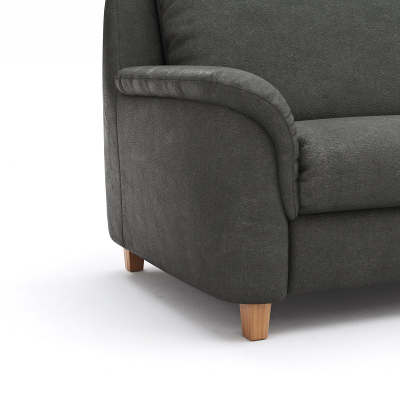 Ecksofa Cornella Classic - 2-Sitzer mit Longchair rechts inkl. Kopfteil verstellbar und Schlaffunktion, Stoff, Anthrazit