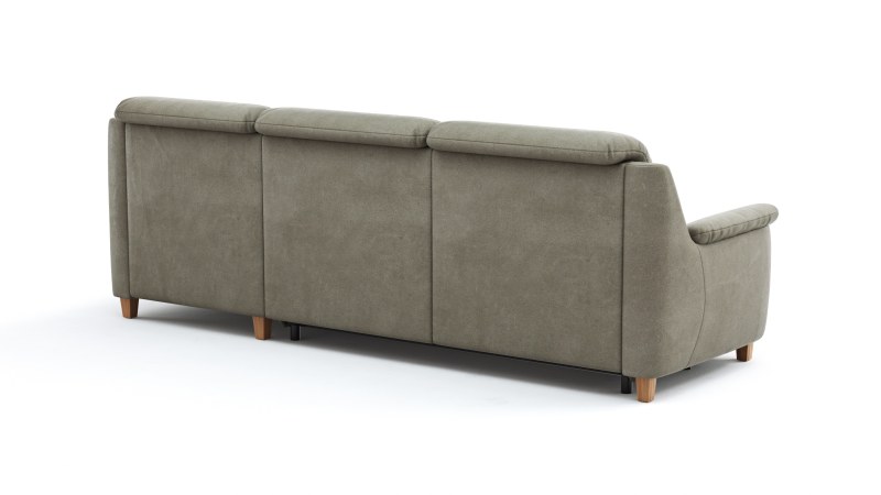 Ecksofa Cornella Classic - 2-Sitzer mit Longchair rechts inkl. Kopfteil verstellbar und Schlaffunktion, Stoff, Fels