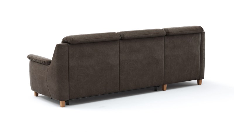 Ecksofa Cornella Classic - 2-Sitzer mit Longchair links inkl. Kopfteil verstellbar und Schlaffunktion, Stoff, Mocca