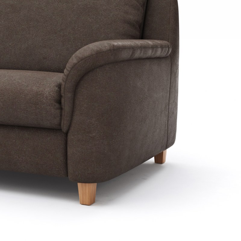 Ecksofa Cornella Classic - 2-Sitzer mit Longchair links inkl. Kopfteil verstellbar und Schlaffunktion, Stoff, Mocca