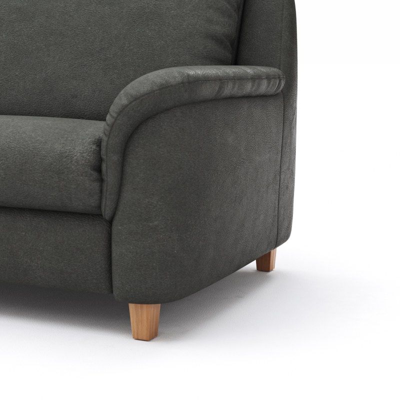 Ecksofa Cornella Classic - 2-Sitzer mit Longchair links inkl. Kopfteil verstellbar und Schlaffunktion, Stoff, Anthrazit