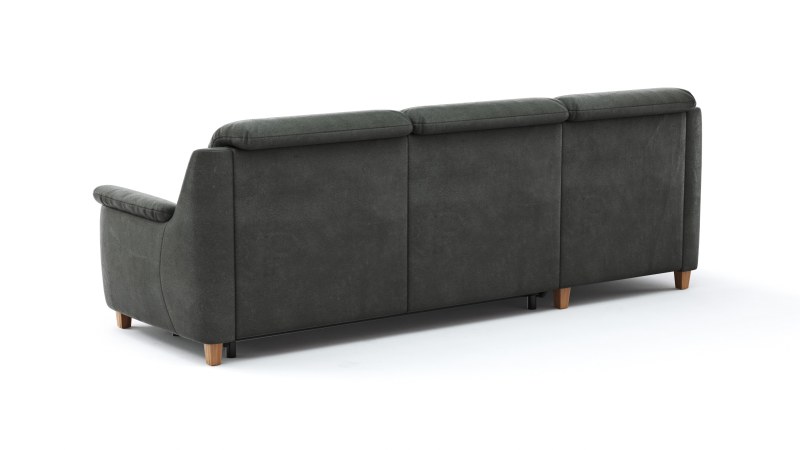 Ecksofa Cornella Classic - 2-Sitzer mit Longchair links inkl. Kopfteil verstellbar und Schlaffunktion, Stoff, Anthrazit