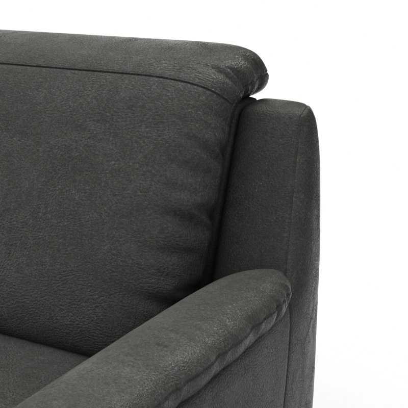 Ecksofa Cornella Classic - 2-Sitzer mit Longchair links inkl. Kopfteil verstellbar und Schlaffunktion, Stoff, Anthrazit