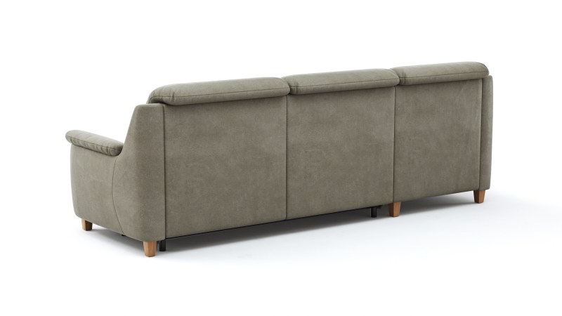 Ecksofa Cornella Classic - 2-Sitzer mit Longchair links inkl. Kopfteil verstellbar und Schlaffunktion, Stoff, Fels