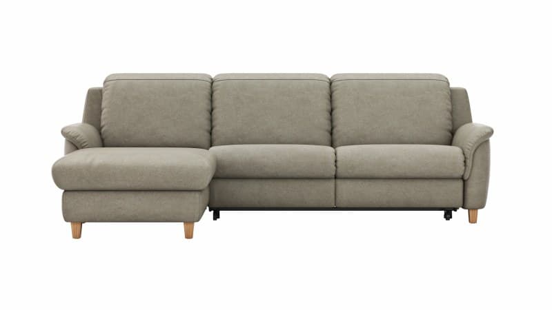Ecksofa Cornella Classic - 2-Sitzer mit Longchair links inkl. Kopfteil verstellbar und Schlaffunktion, Stoff, Fels