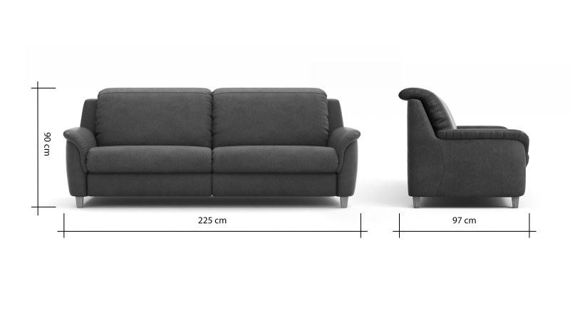 Sofa Cornella Classic - 3-Sitzer, Stoff, Fels