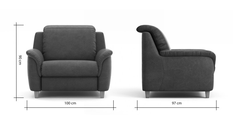 Sessel Cornella Classic - Kopfteil verstellbar, Stoff, Anthrazit