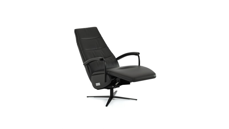 Relaxsessel Rafael - Größe M, inkl. Relaxfunktion (motorisch), Kopfteil verstellbar (motorisch), Leder, Schwarz
