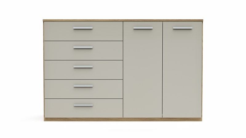 Kommode Viana - Balkeneiche furniert, Taupe