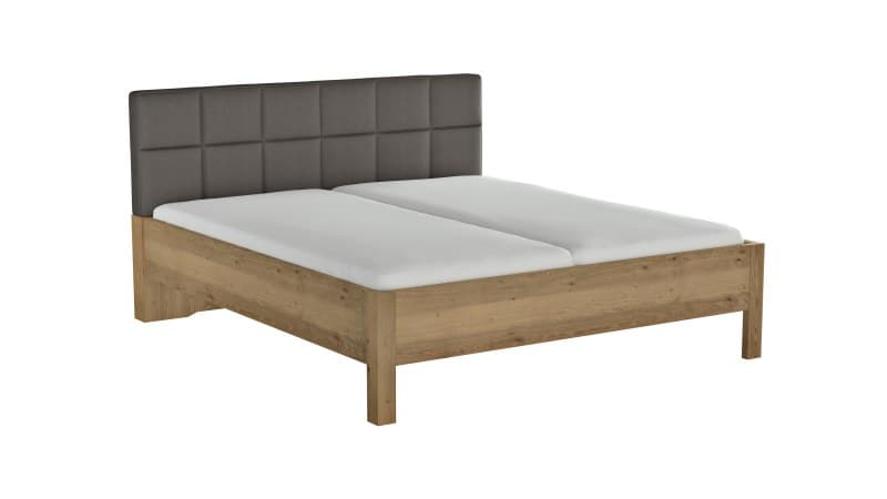 Bett Viana - Liegefläche ca. 180x200 cm, Balkeneiche furniert, Kunstleder Anthrazit