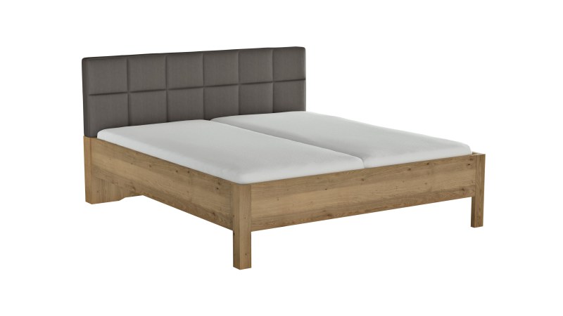 Bett Viana - Liegefläche ca. 180x200 cm, Balkeneiche furniert, Kunstleder Anthrazit