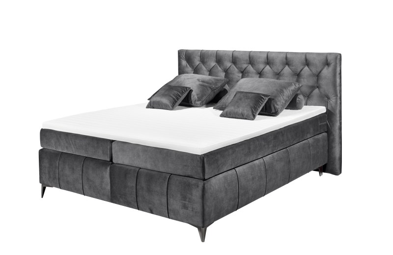 Boxspringbett - Liegefläche ca. 180x200 cm, Stoff Anthrazit