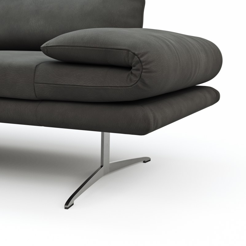Ecksofa Lucero - Longchair links mit 2-Sitzer inkl. Rückenlehne/Armlehne/Sitztiefe verstellbar und drehbares Sitzelement, Leder, Anthrazit