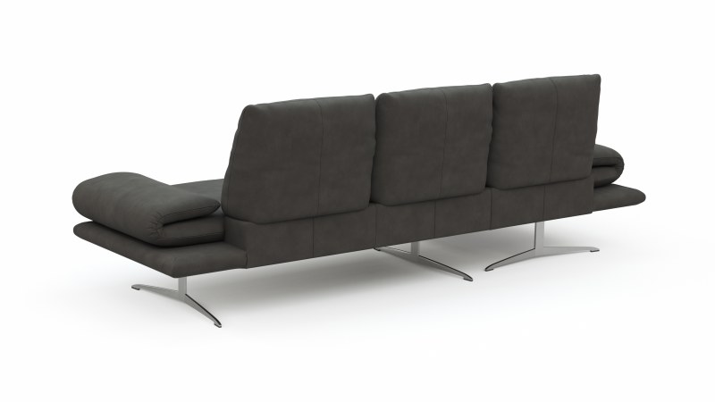 Ecksofa Lucero - Longchair links mit 2-Sitzer inkl. Rückenlehne/Armlehne/Sitztiefe verstellbar und drehbares Sitzelement, Leder, Anthrazit
