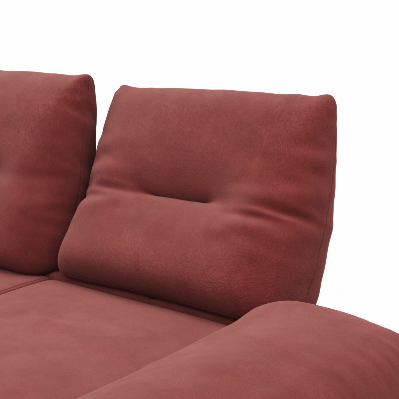 Ecksofa Lucero - Longchair links mit 2-Sitzer inkl. Rückenlehne/Armlehne/Sitztiefe verstellbar und drehbares Sitzelement, Leder, Weinrot