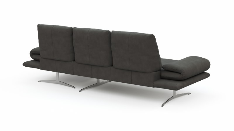 Ecksofa Lucero - 2-Sitzer mit Longchair rechts inkl. Rückenlehne/Armlehne/Sitztiefe verstellbar und drehbares Sitzelement, Leder, Anthrazit